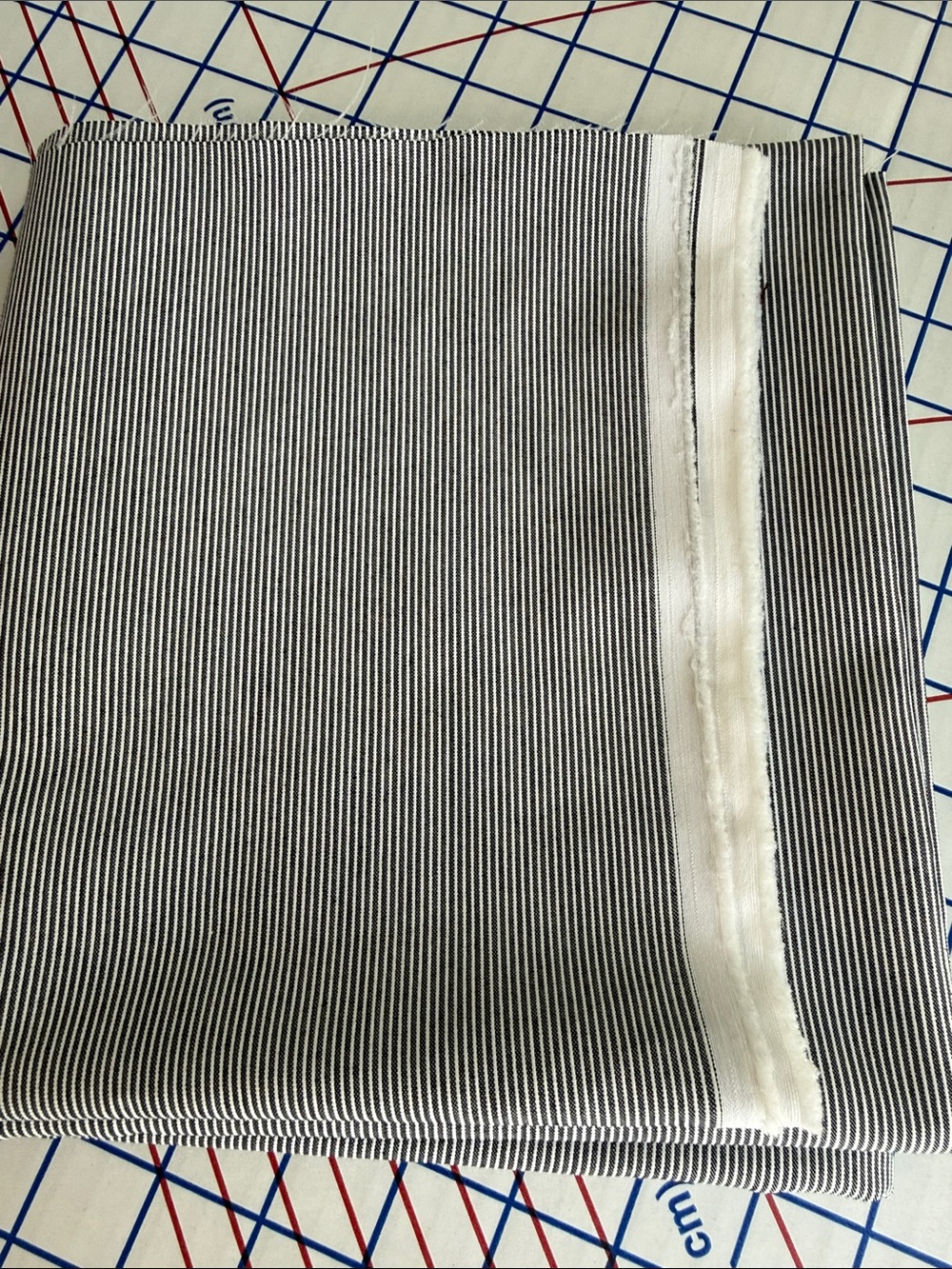 Vintage Black White Ribbed Pinstripe Fabric 1 Yard x 64” Wide Textured Woven